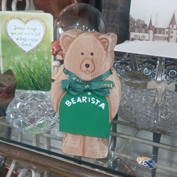 Rare STARBUCKS Green Ribboned & Aproned BEARISTA Wooden Box - Picture 2 of 6